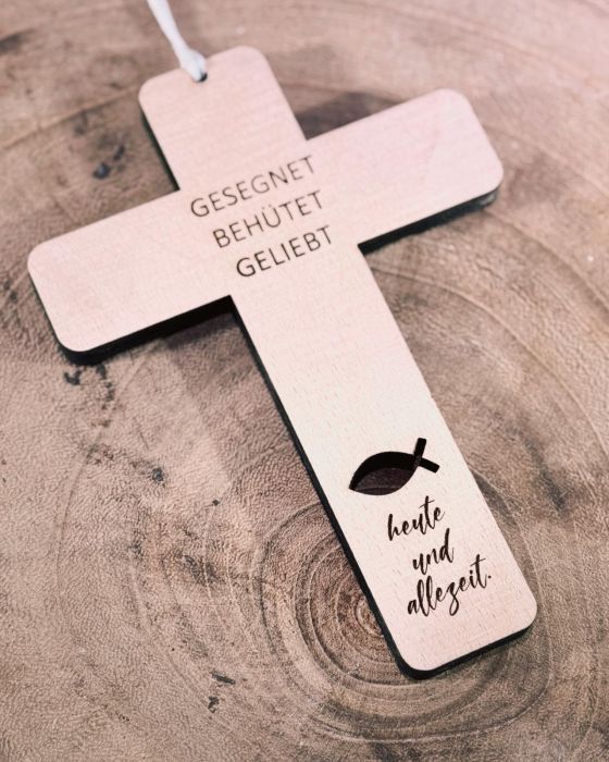 Preview: Kreuz GESEGNET BEHÜTET GELIEBT - heute und allezeit