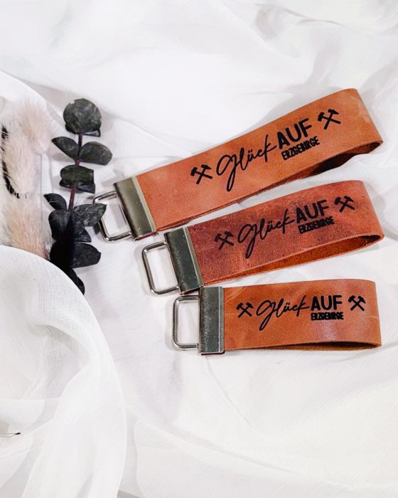 Echtleder Schlüsselband "Glück Auf Erzgebirge" - Für Hände, die Wert auf Besonderes legen