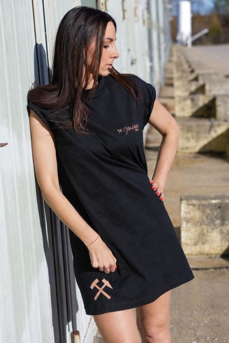 Glück AUF Kleid für tolle Mädels schwarz mit roséfarbenem Aufdruck