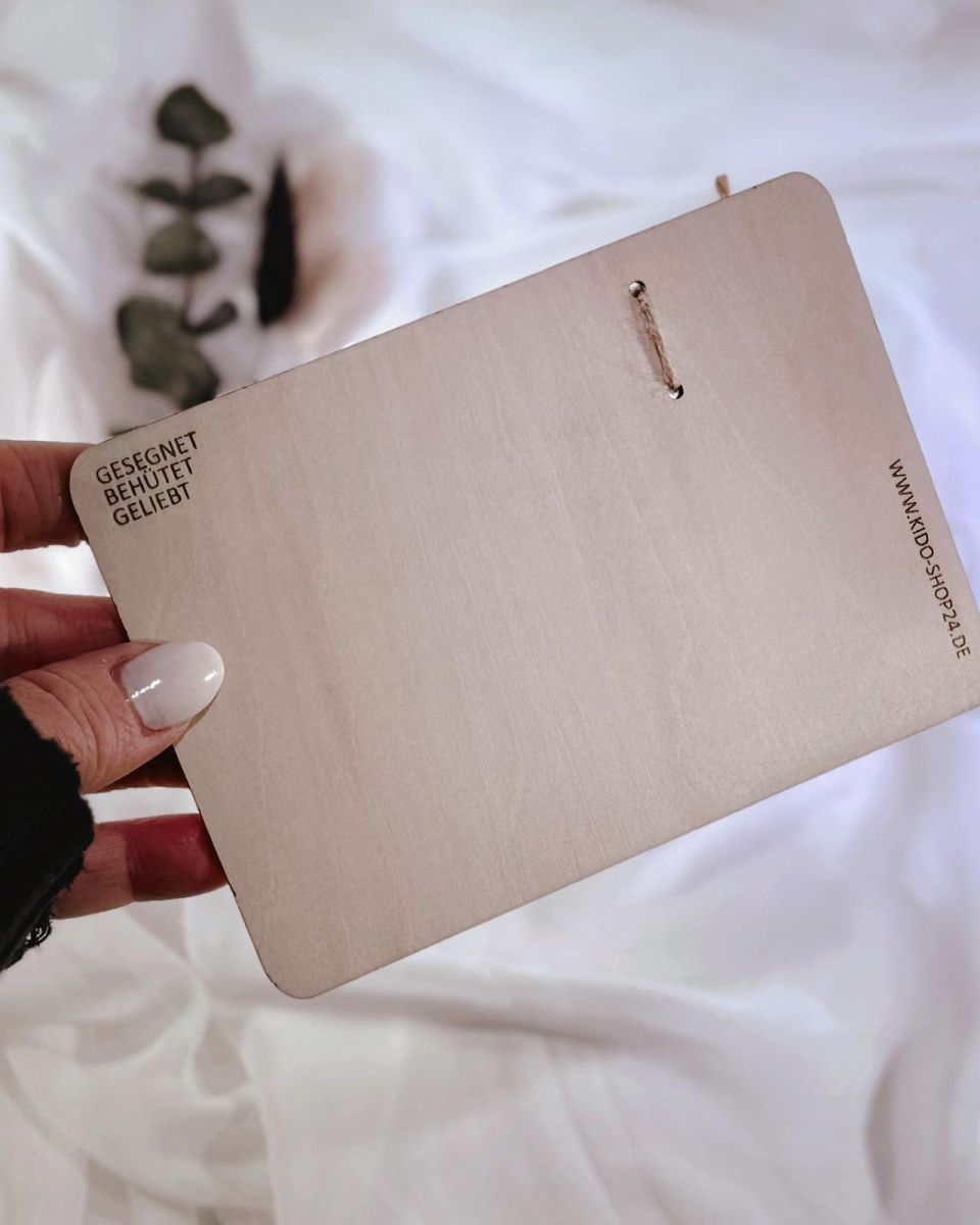 Holzkarte Taufe, Konfirmation, Kommunion - GESEGNET BEHÜTET GELIEBT