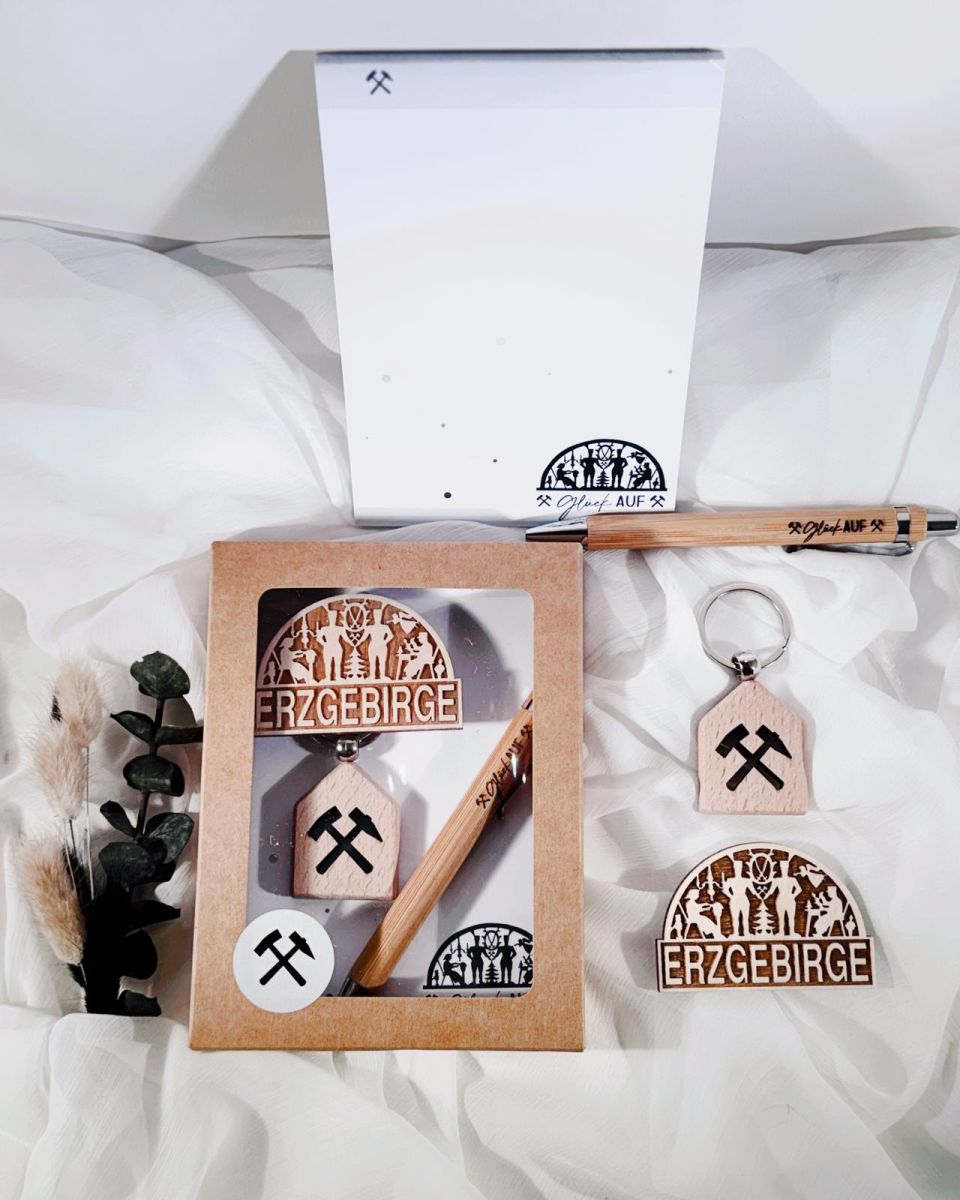 Erzgebirgs-Geschenkset "Glück Auf" - liebevoll und fertig zum Verschenken