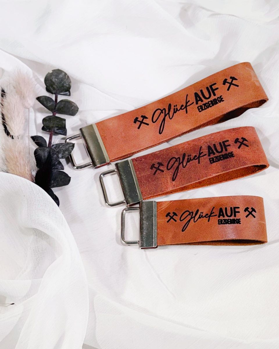 Echtleder Schlüsselband "Glück Auf Erzgebirge" - Für Hände, die Wert auf Besonderes legen